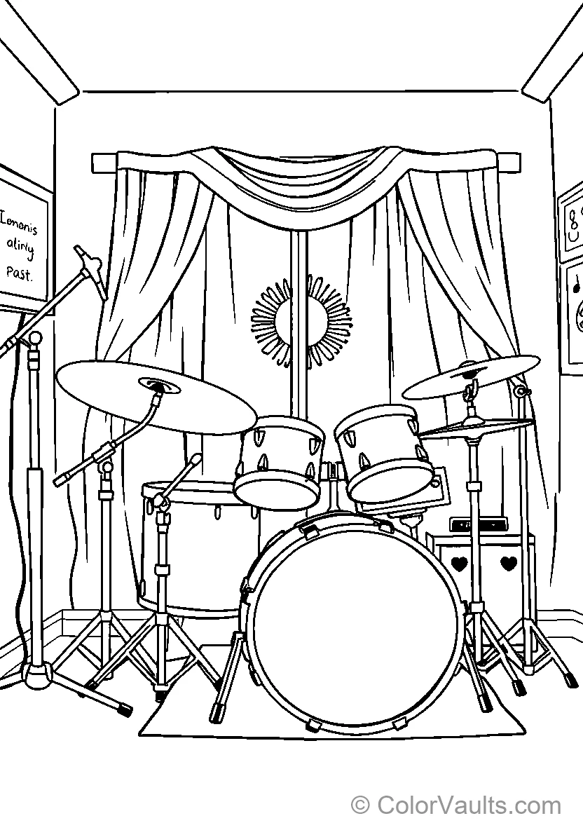 Coloring Page of a Drum Set