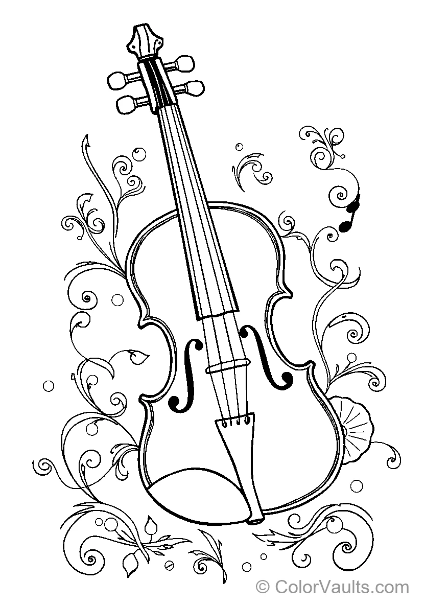 Decorative Violin Coloring Page