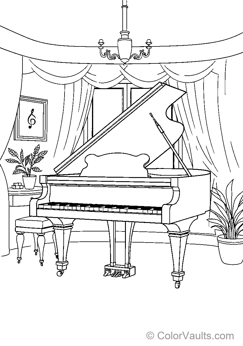 Grand Piano in Music Room