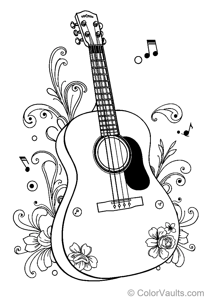 Guitar with floral decorations