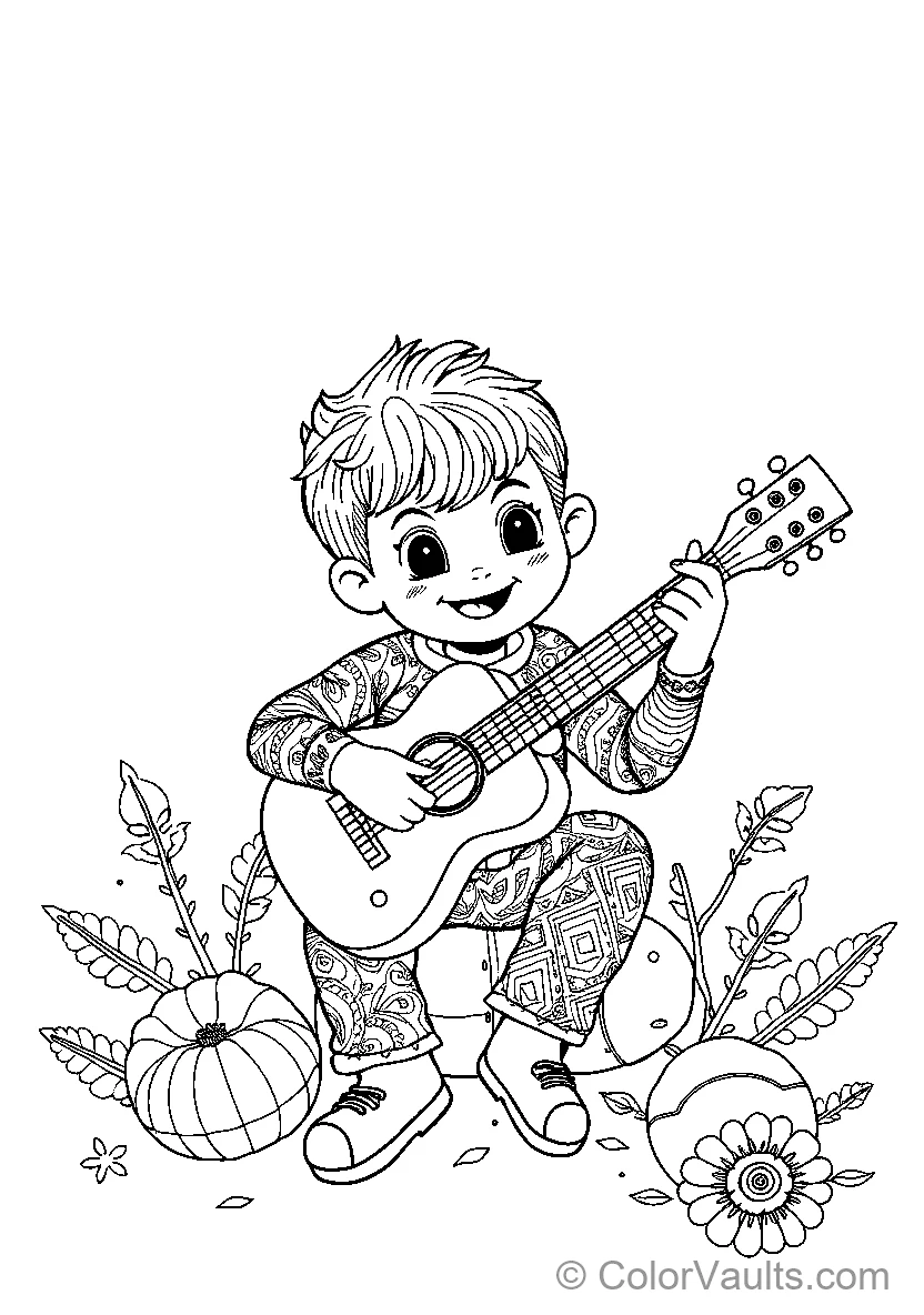 Young Guitarist Coloring Page