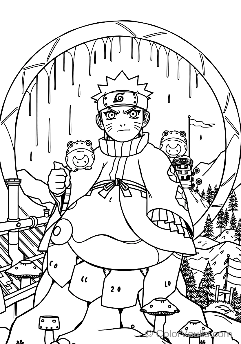 Jiraiya the Toad Sage in Sage Mode with Ma and Pa (Scene 2)