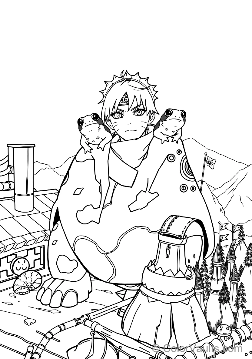 Jiraiya the Toad Sage in Sage Mode with Ma and Pa (Scene 3)