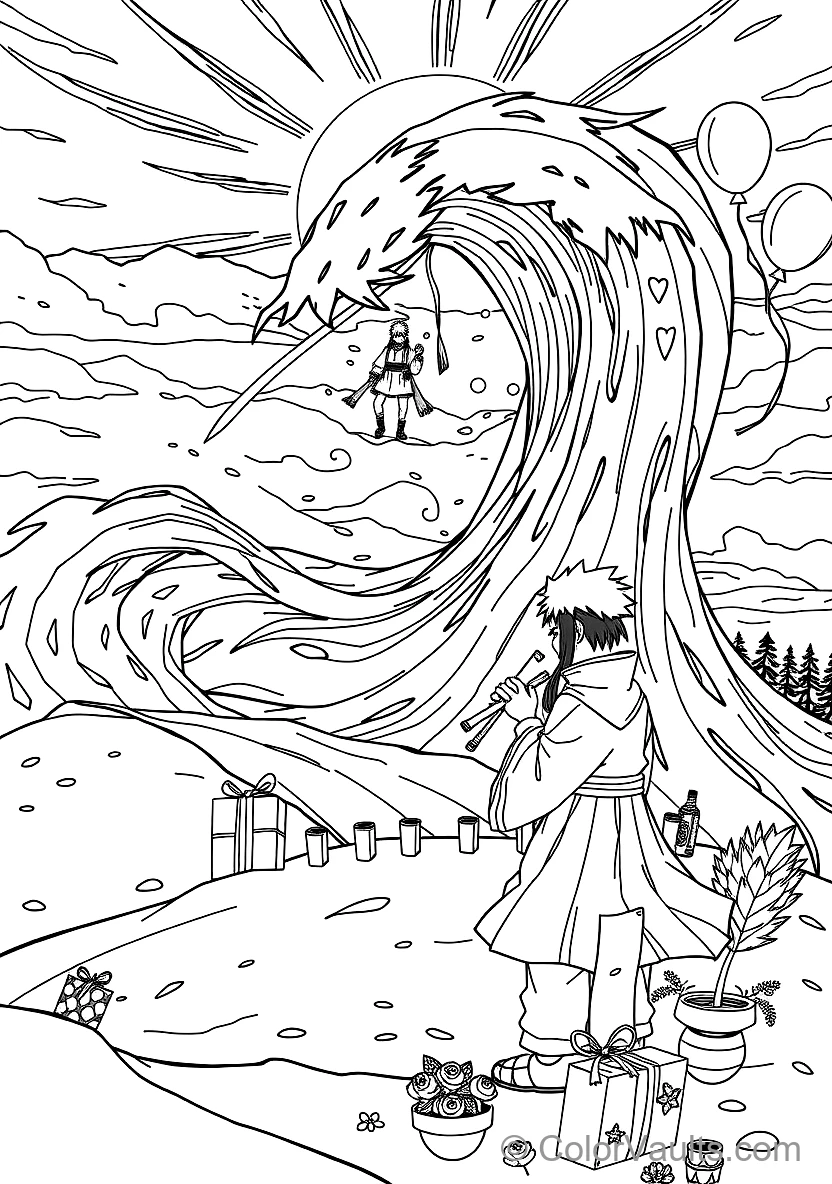 Gaara of the Sand with Hair and Sand Gourd (Scene 6)