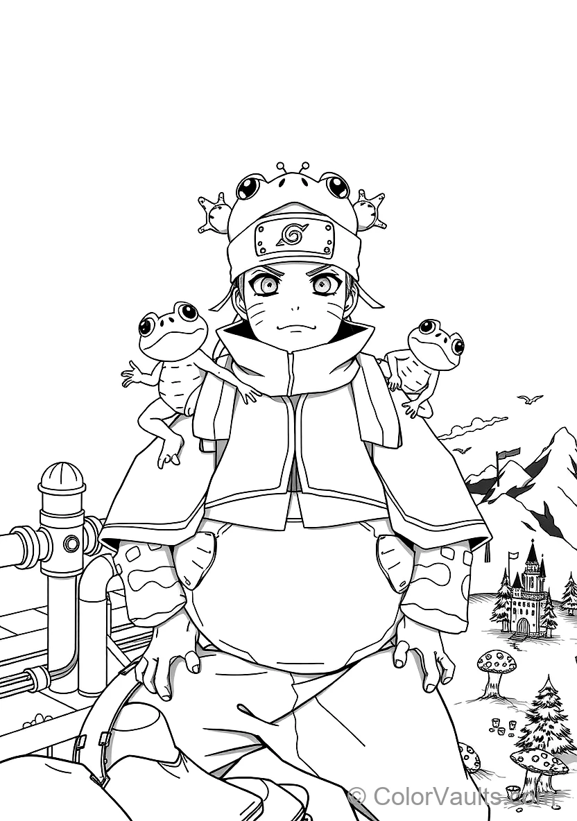 Jiraiya the Toad Sage in Sage Mode with Ma and Pa (Scene 5)