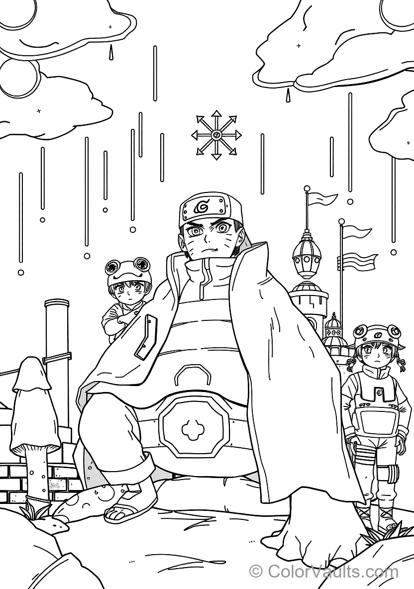 Jiraiya the Toad Sage in Sage Mode with Ma and Pa (Scene 6)