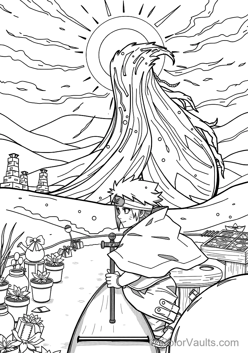 Gaara of the Sand with Hair and Sand Gourd (Scene 7)