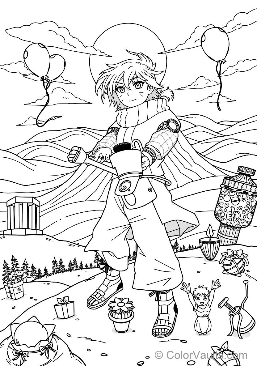 Gaara of the Sand with Hair and Sand Gourd (Scene 9)