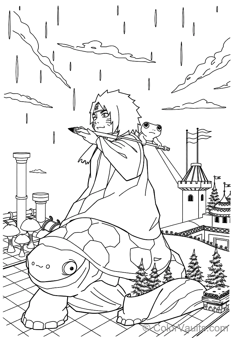 Jiraiya the Toad Sage in Sage Mode with Ma and Pa (Scene 13)