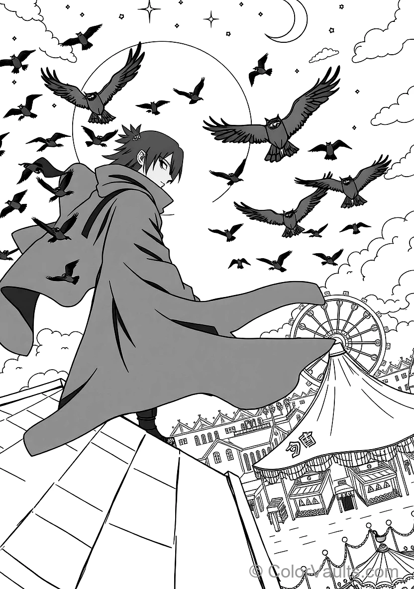 Itachi Uchiha in Black Akatsuki Cloud Cloak (Scene 13)