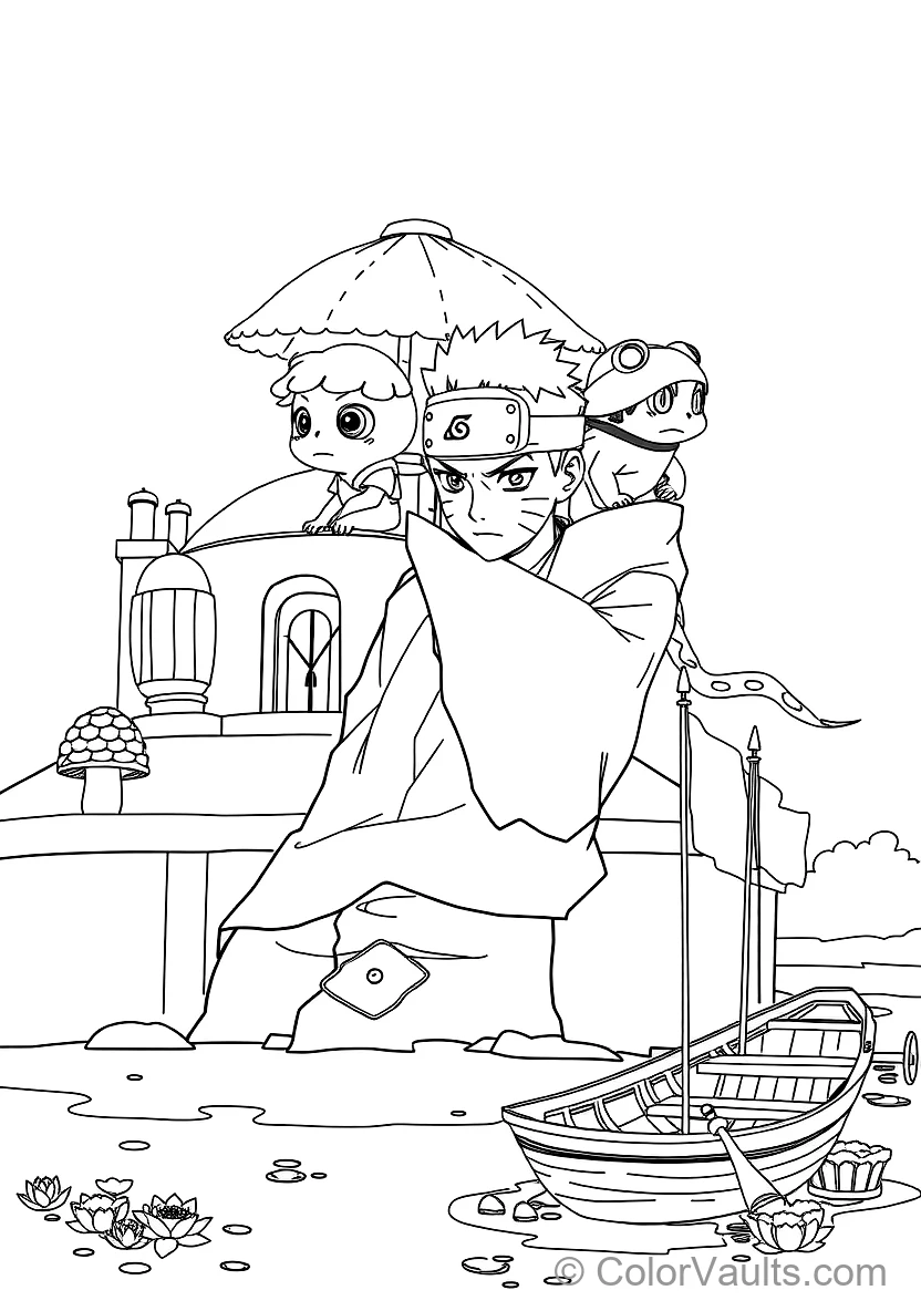 Jiraiya the Toad Sage in Sage Mode with Ma and Pa (Scene 15)