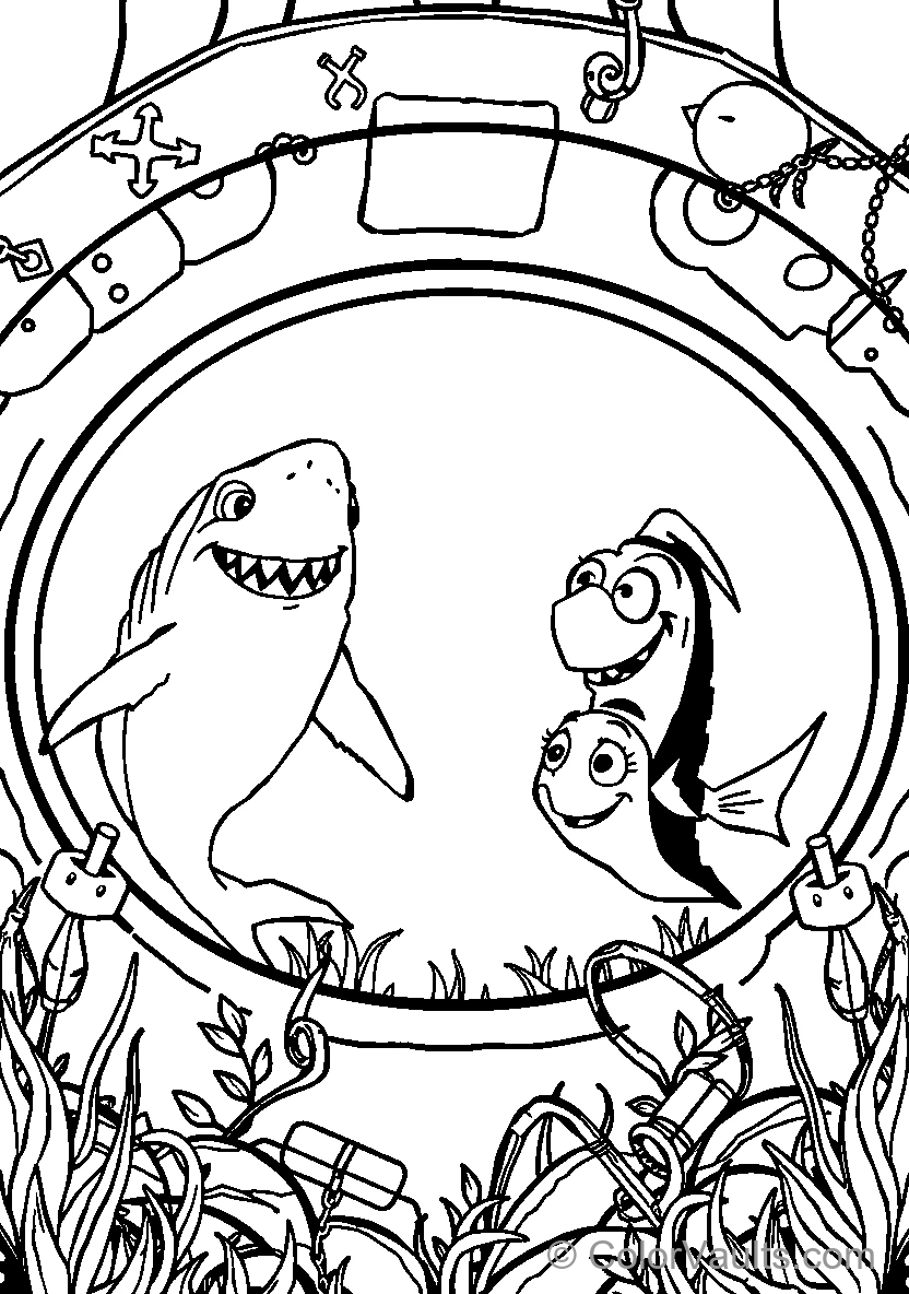 Shark And Fishes Through Porthole
