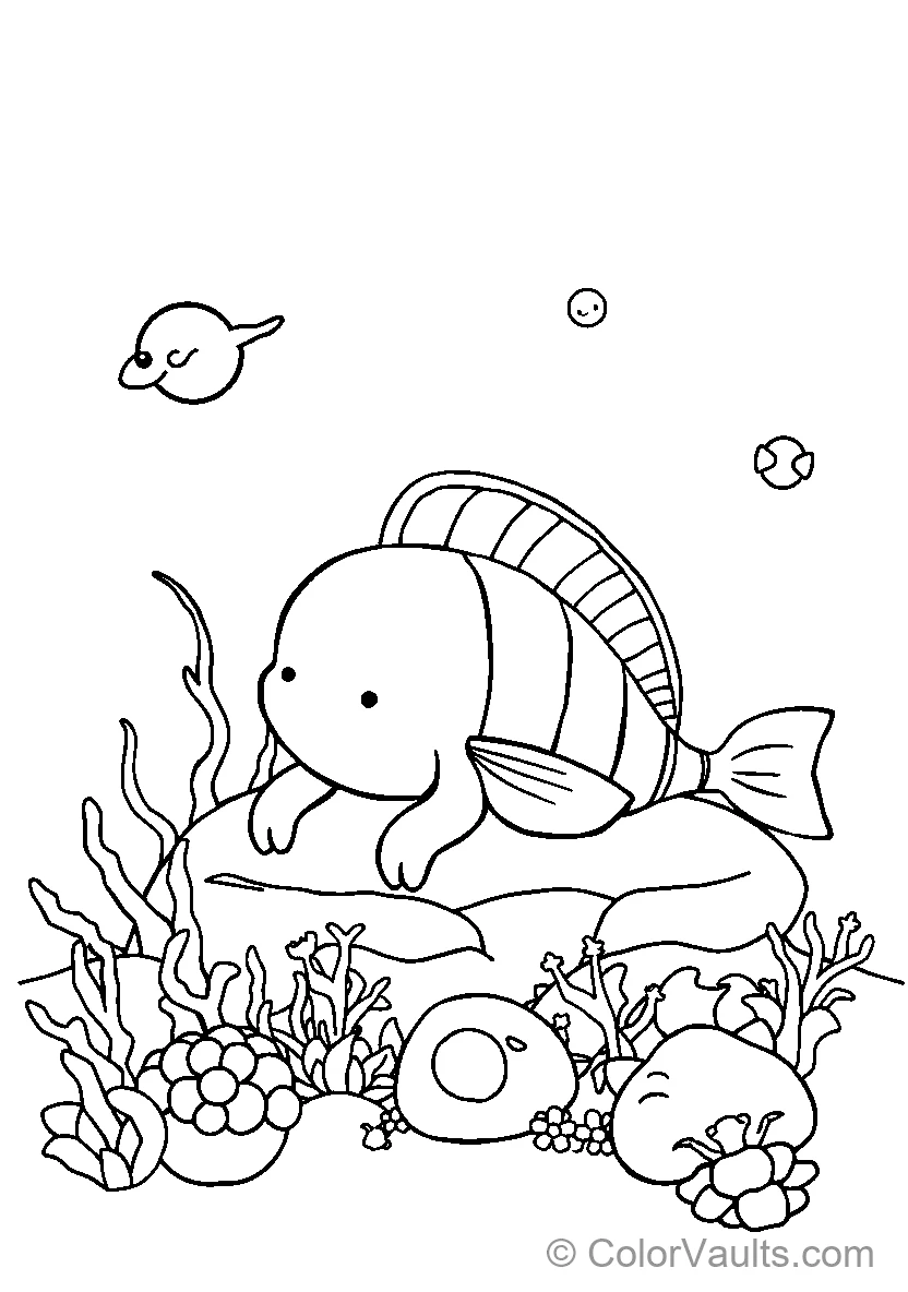 Cartoon Fish at the Bottom of an Ocean