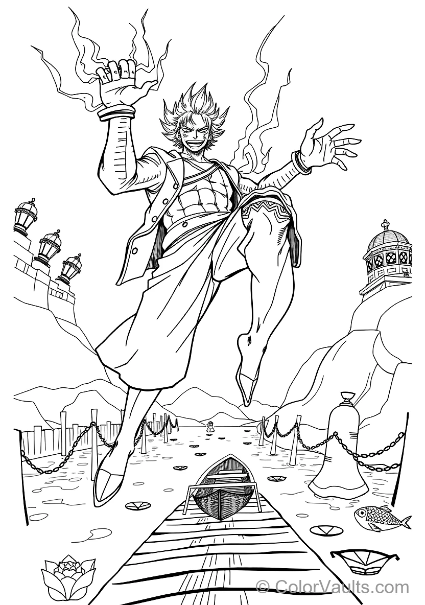 Sanji in Ifrit Jambe Form with Lightning and Flames