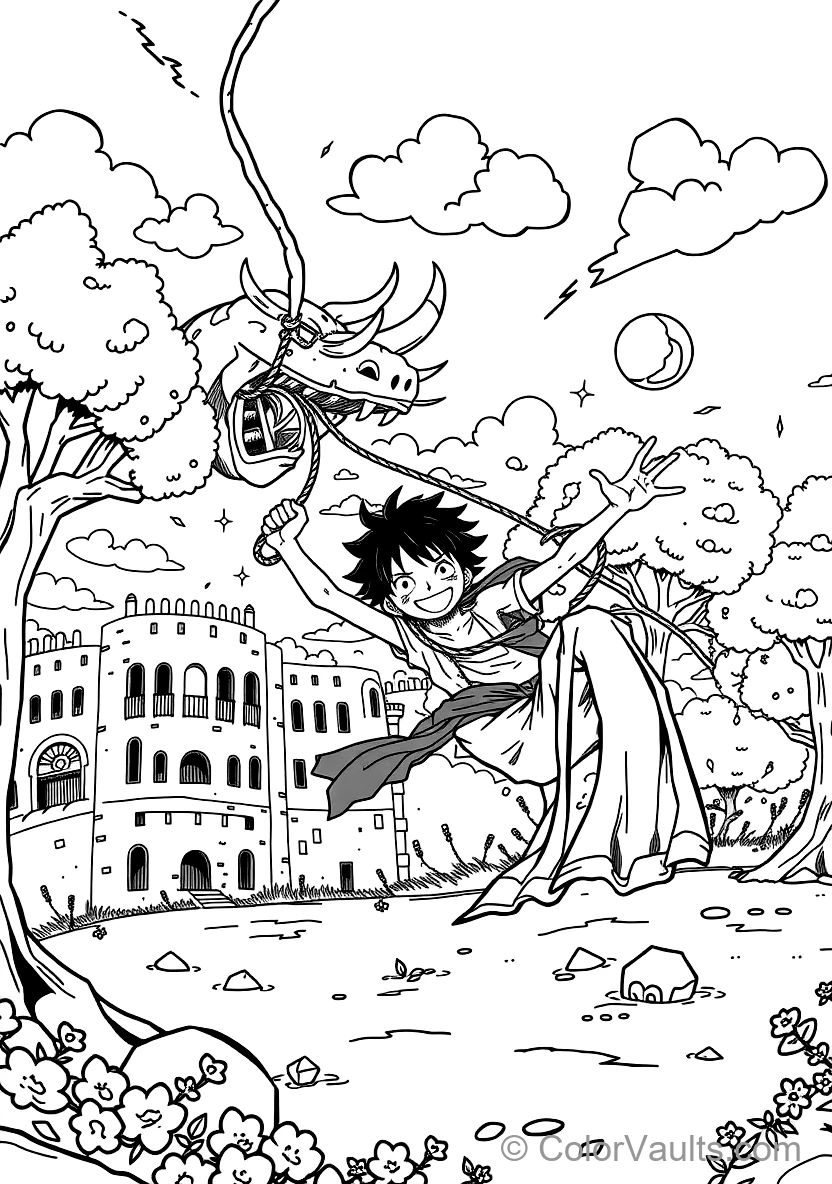 Monkey D. Luffy in Gear 5 Nika Sun God Form with Cloud