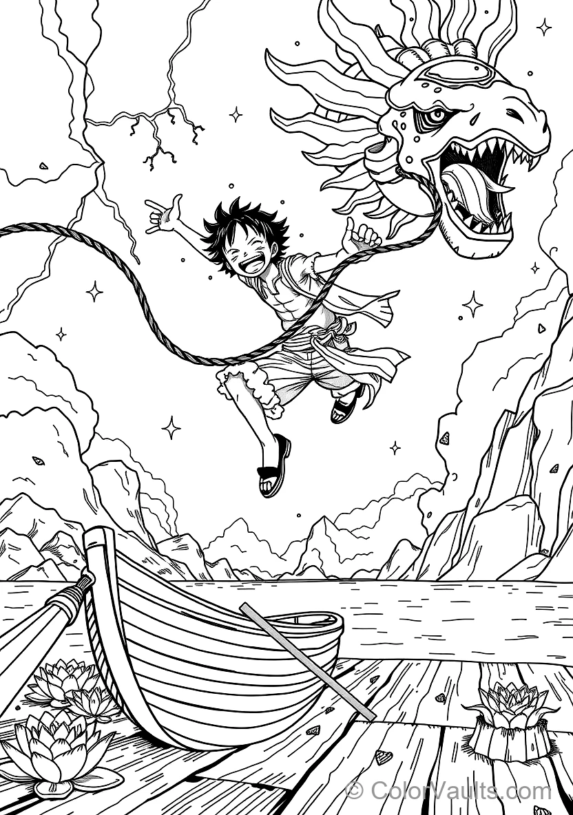 Monkey D. Luffy in Gear 5 Nika Sun God Form with Cloud (Scene 3)