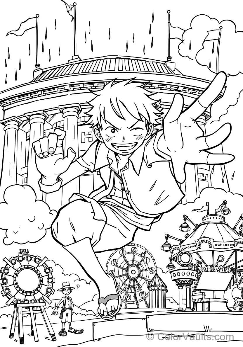 Monkey D. Luffy in Gear 2 Form with Steam Billowing (Scene 2)
