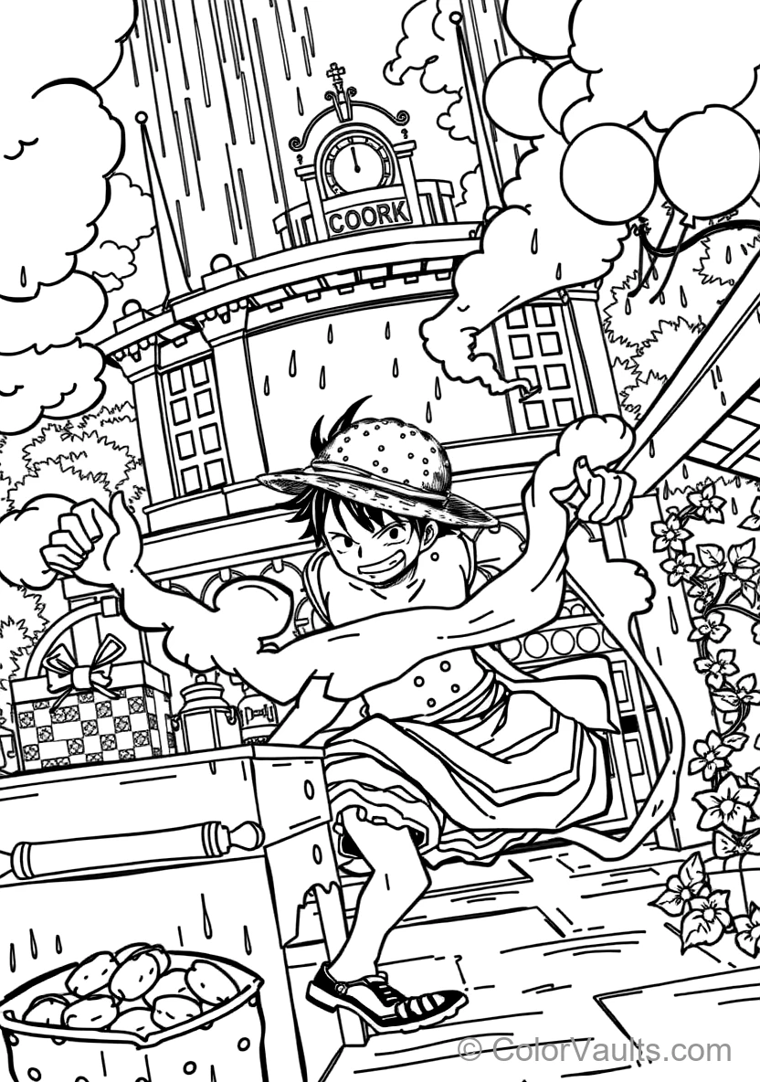 Monkey D. Luffy in Gear 2 Form with Steam Billowing (Scene 3)