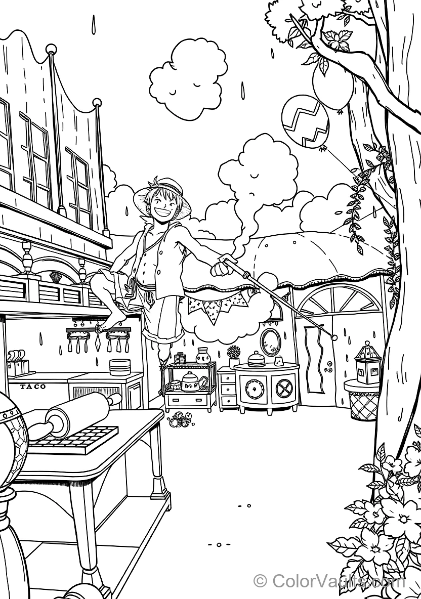 Monkey D. Luffy in Gear 2 Form with Steam Billowing (Scene 4)
