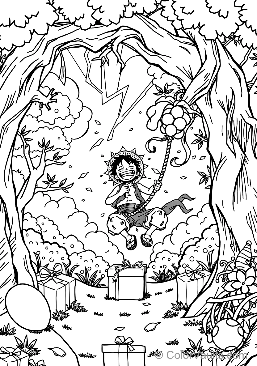Monkey D. Luffy in Gear 5 Nika Sun God Form with Cloud (Scene 5)