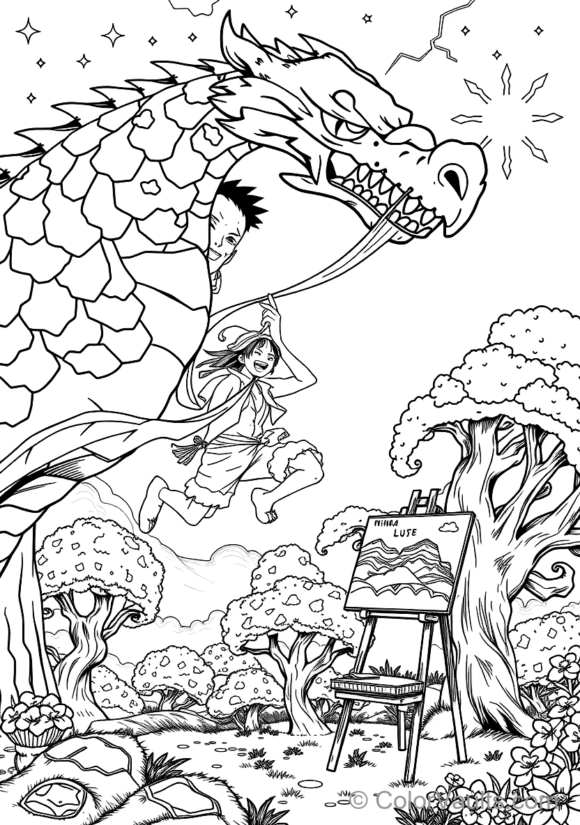 Monkey D. Luffy in Gear 5 Nika Sun God Form with Cloud (Scene 8)