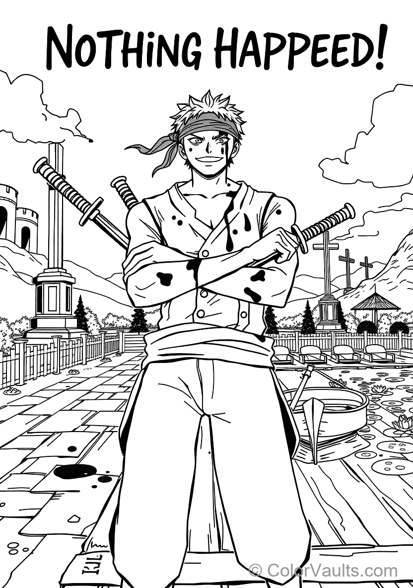 Roronoa Zoro with Three Katanas and Dark Bandana Tied (Scene 4)