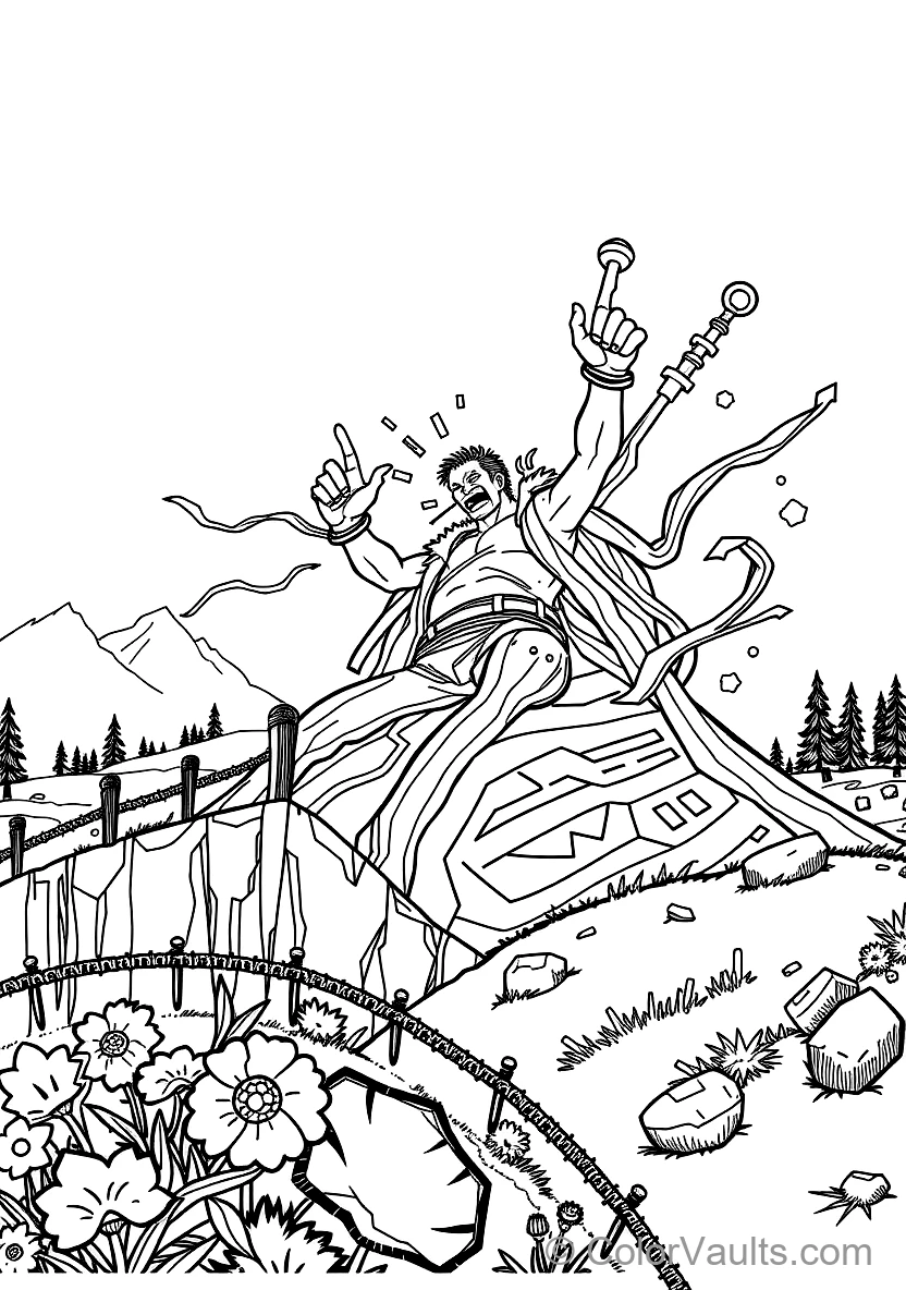 Trafalgar Law Activating His Glowing K-room on Giant (Scene 2)