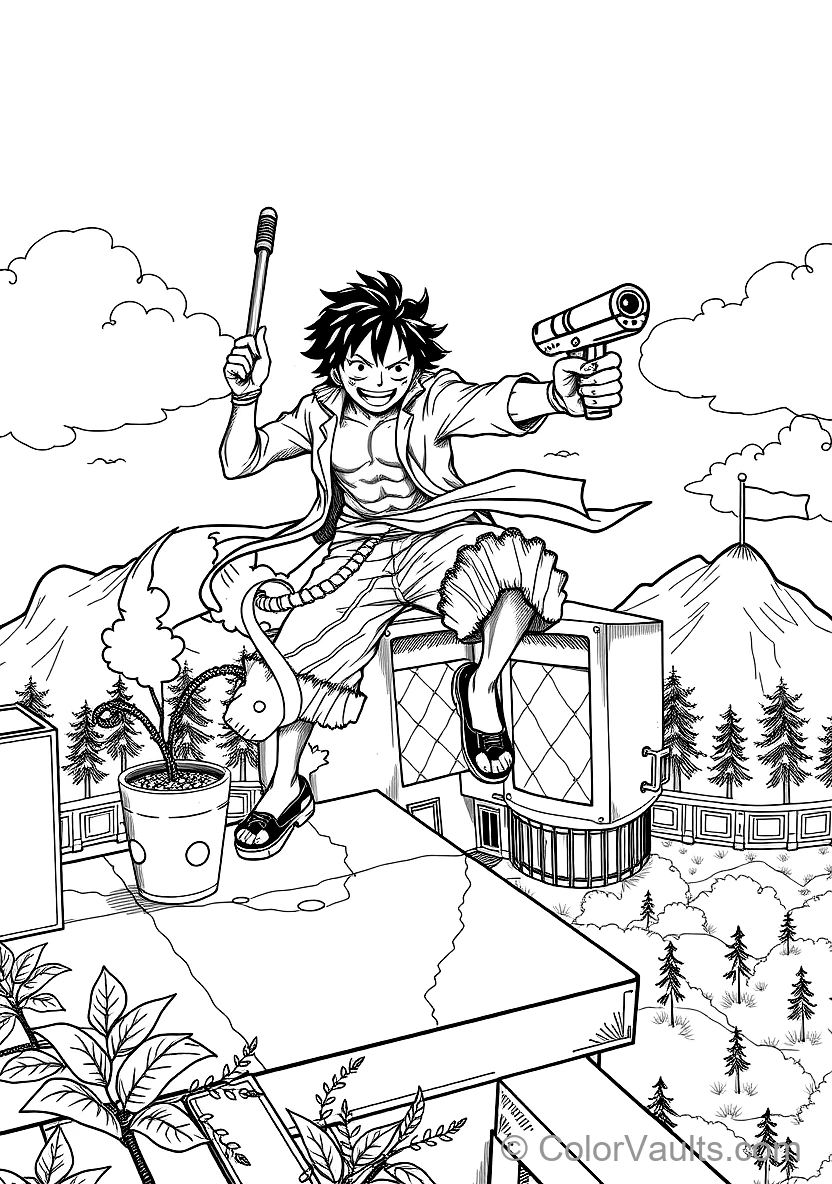 Monkey D. Luffy in Gear 2 Form with Steam Billowing (Scene 9)