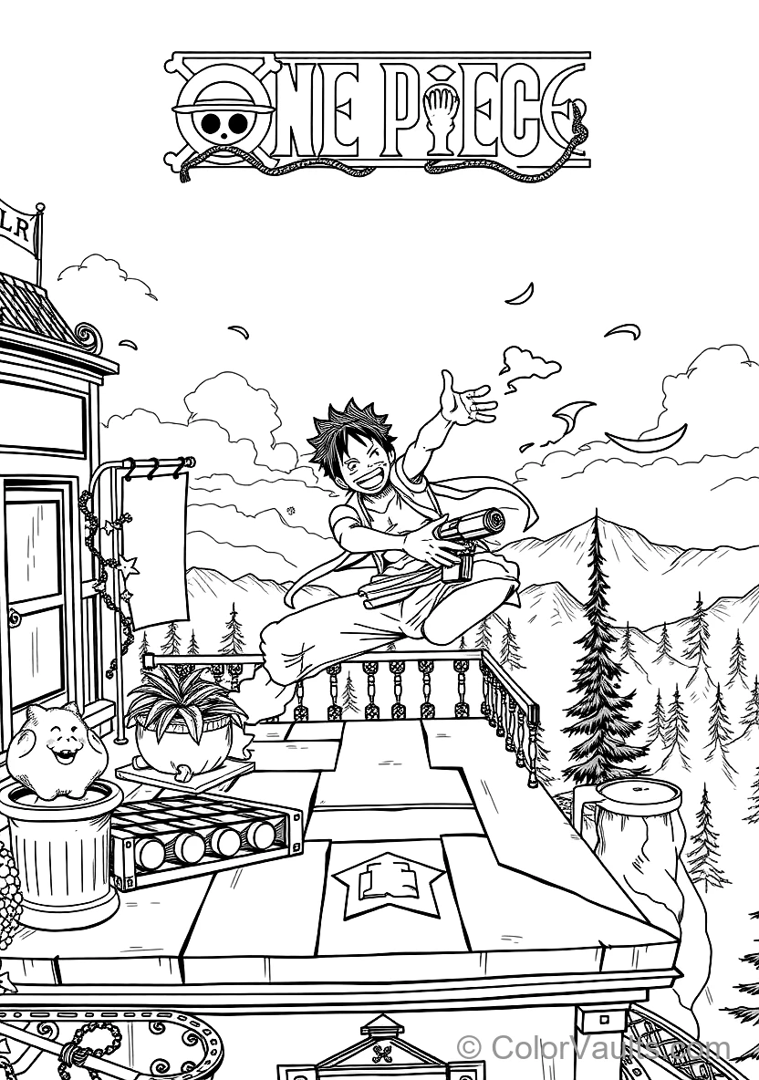 Monkey D. Luffy in Gear 2 Form with Steam Billowing (Scene 10)