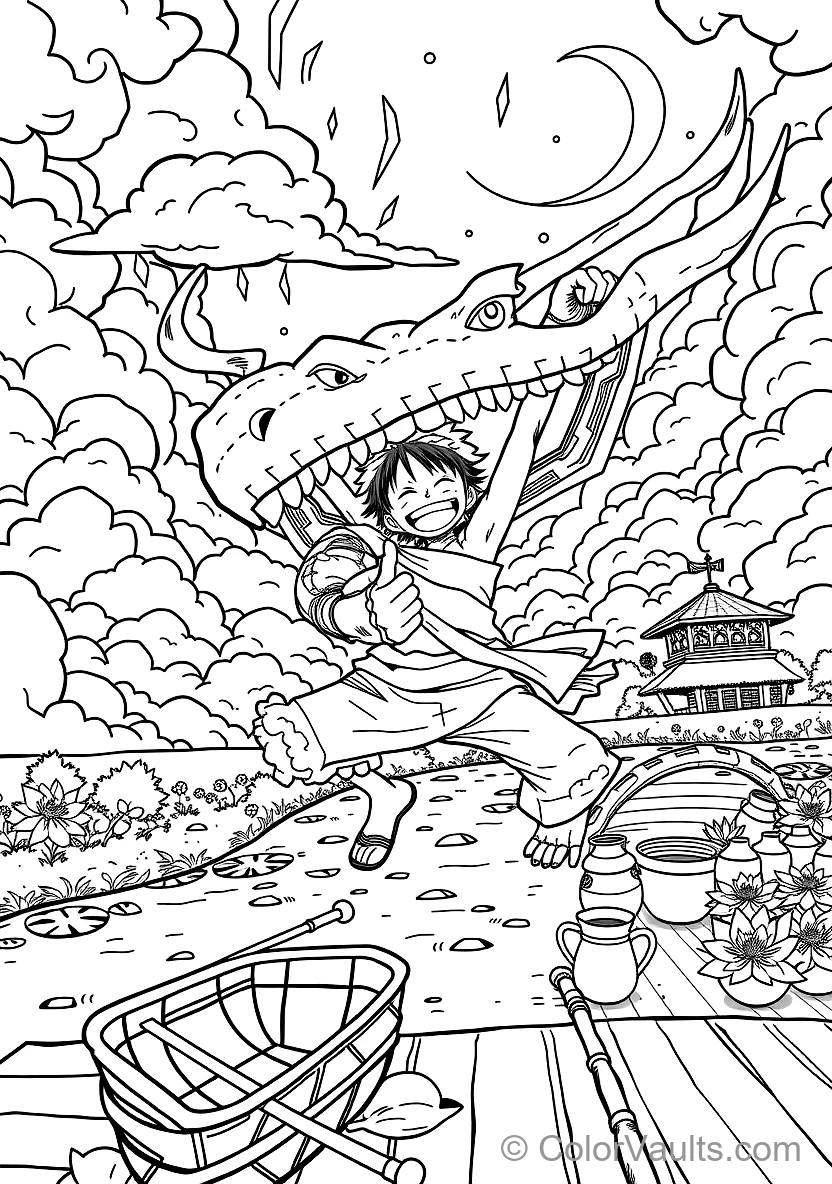 Monkey D. Luffy in Gear 5 Nika Sun God Form with Cloud (Scene 11)