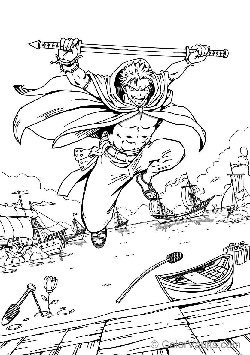 Shanks with Triple Eye Scar and Flowing Black Cloak (Scene 5)