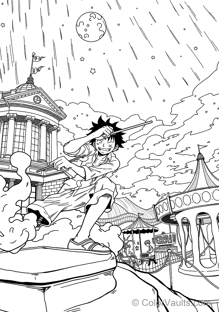 Monkey D. Luffy in Gear 2 Form with Steam Billowing (Scene 12)