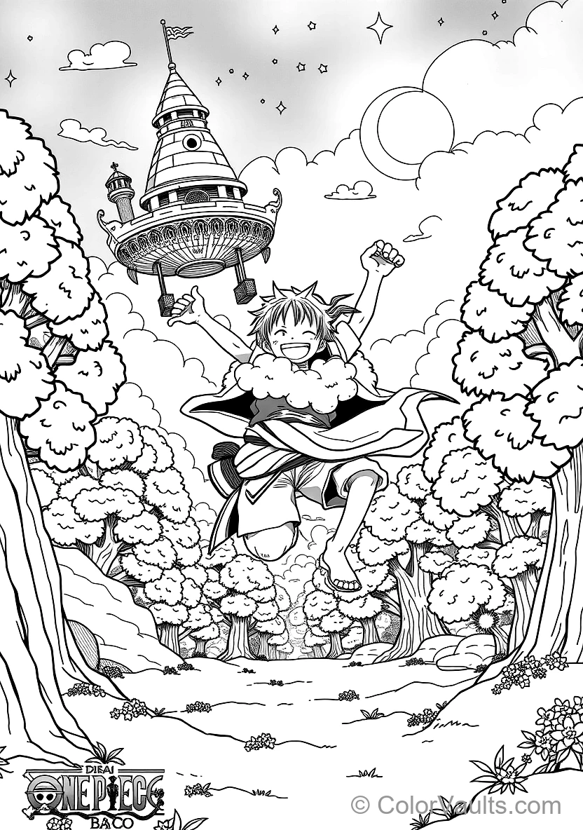 Monkey D. Luffy in Gear 5 Nika Sun God Form with Cloud (Scene 12)