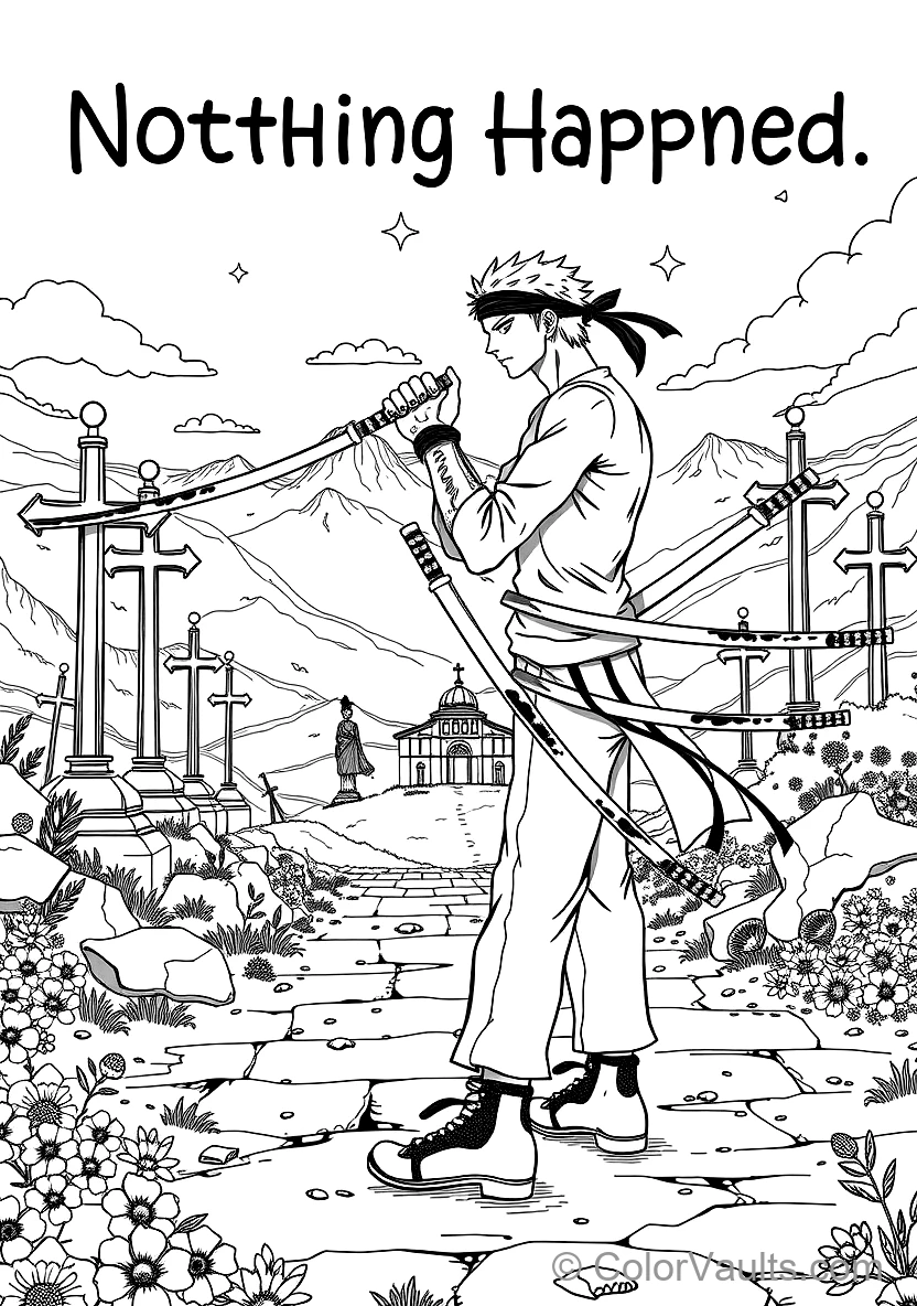 Roronoa Zoro with Three Katanas and Dark Bandana Tied (Scene 7)