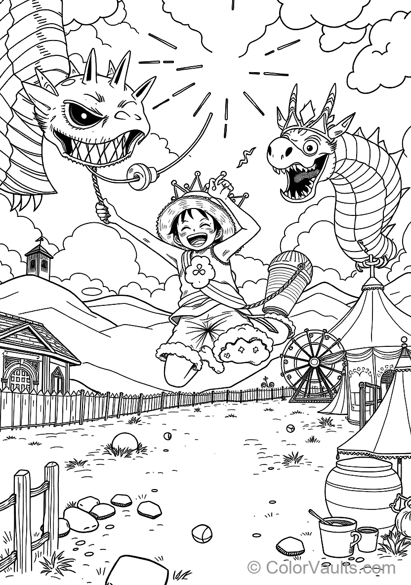 Monkey D. Luffy in Gear 5 Nika Sun God Form with Cloud (Scene 13)
