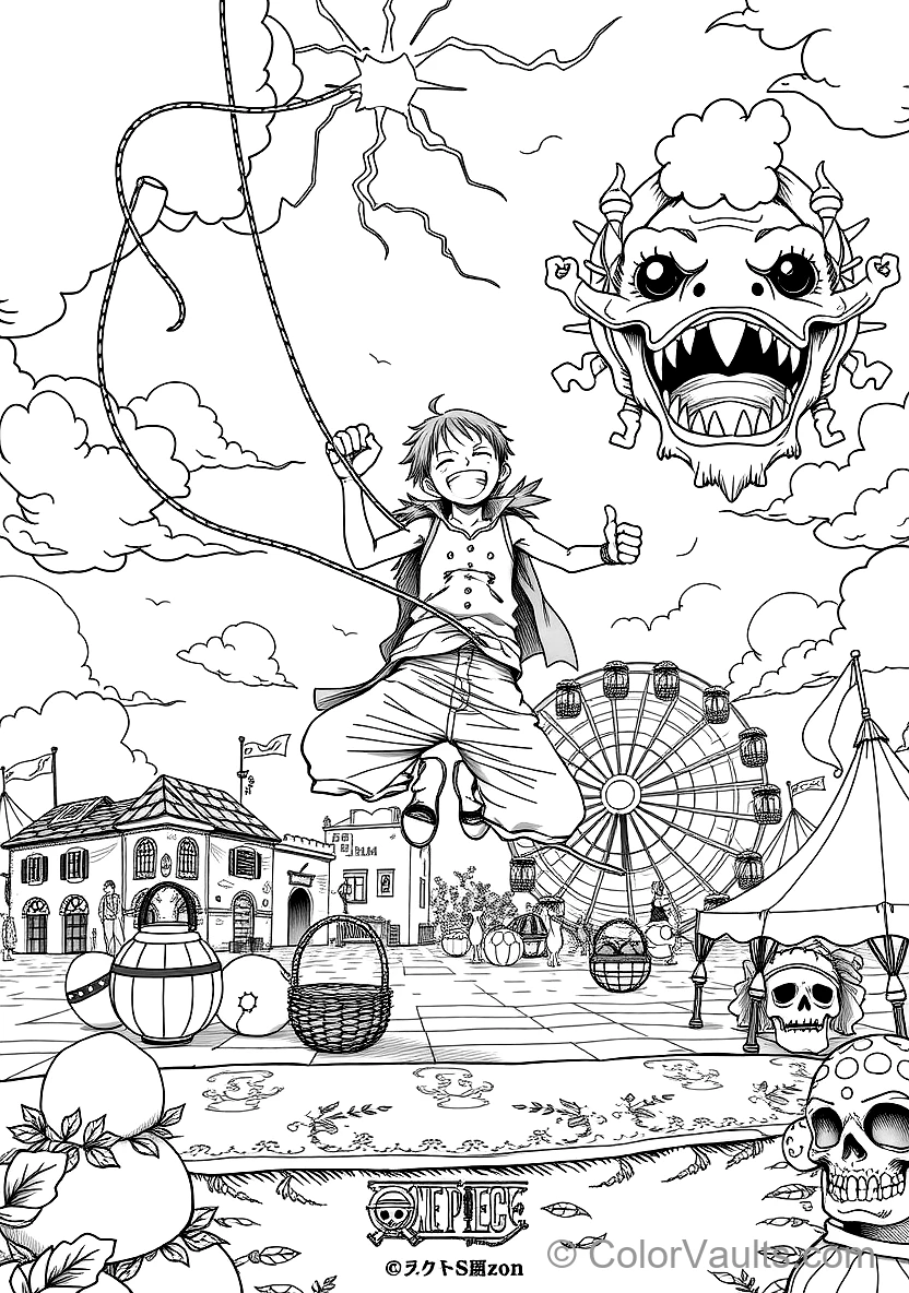 Monkey D. Luffy in Gear 5 Nika Sun God Form with Cloud (Scene 14)
