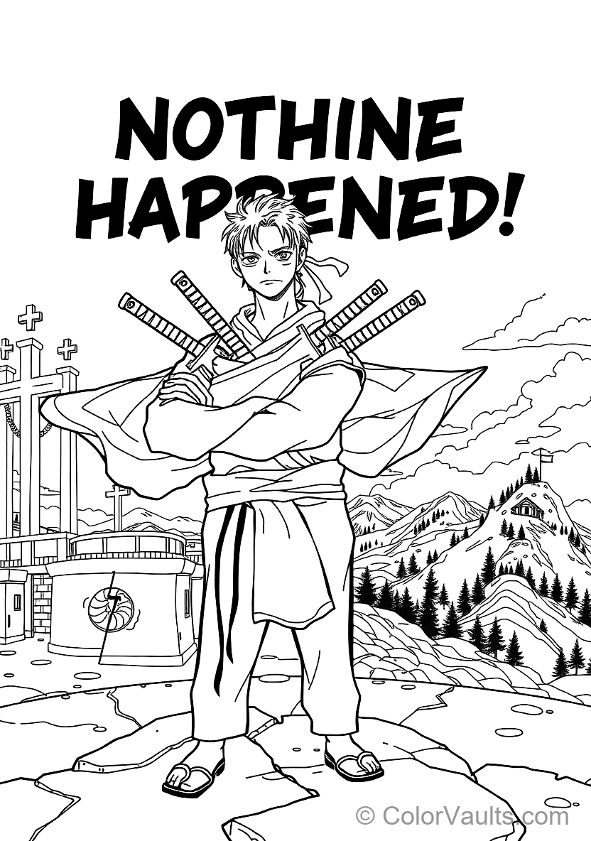 Roronoa Zoro with Three Katanas and Dark Bandana Tied (Scene 9)