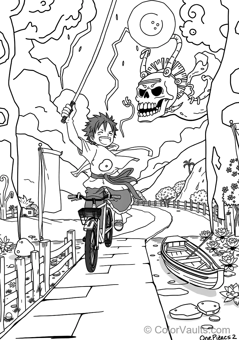 Monkey D. Luffy in Gear 5 Nika Sun God Form with Cloud (Scene 15)
