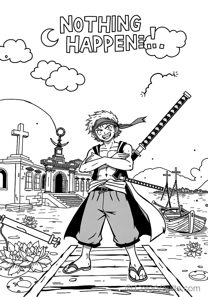 Roronoa Zoro with Three Katanas and Dark Bandana Tied (Scene 10)