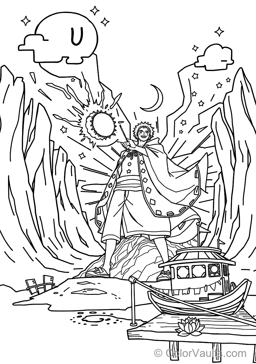 Trafalgar Law Activating His Glowing K-room on Giant (Scene 9)