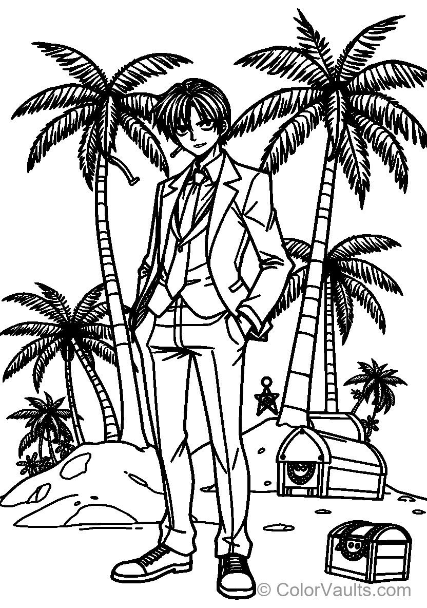 Young Man In Suit Among Palm Trees