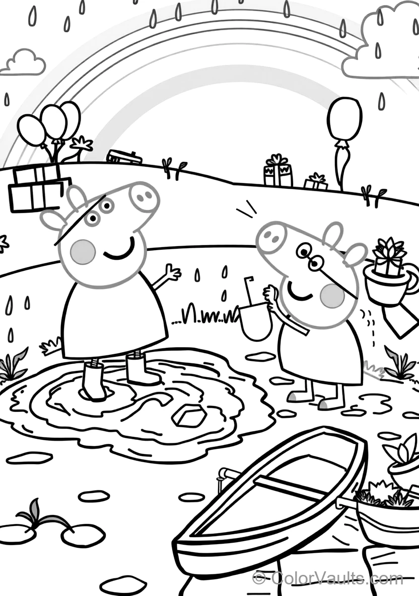 Peppa Pig and George Pig in Rain Boots Splashing (Scene 2)