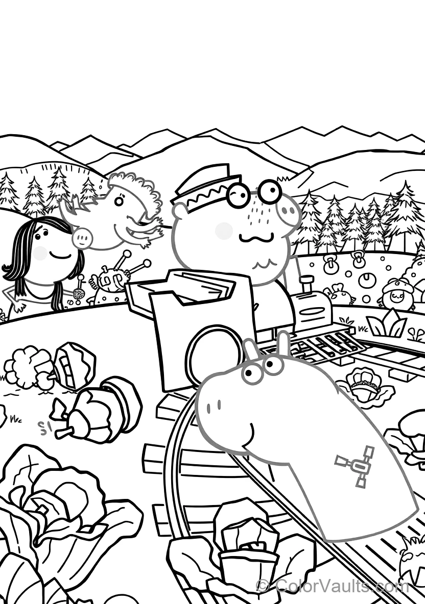 Grandpa Pig Driving His Small Wooden Train Gertrude