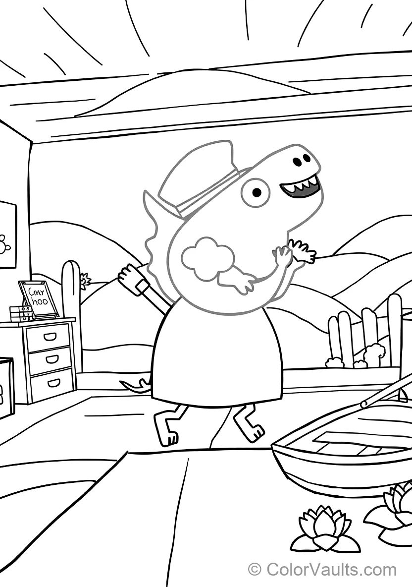 George Pig Happily Holding His Favorite Toy Dinosaur (Scene 2)