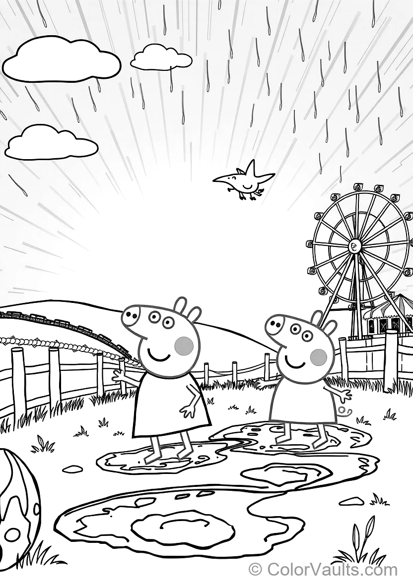 Peppa Pig and George Pig in Rain Boots Splashing (Scene 3)