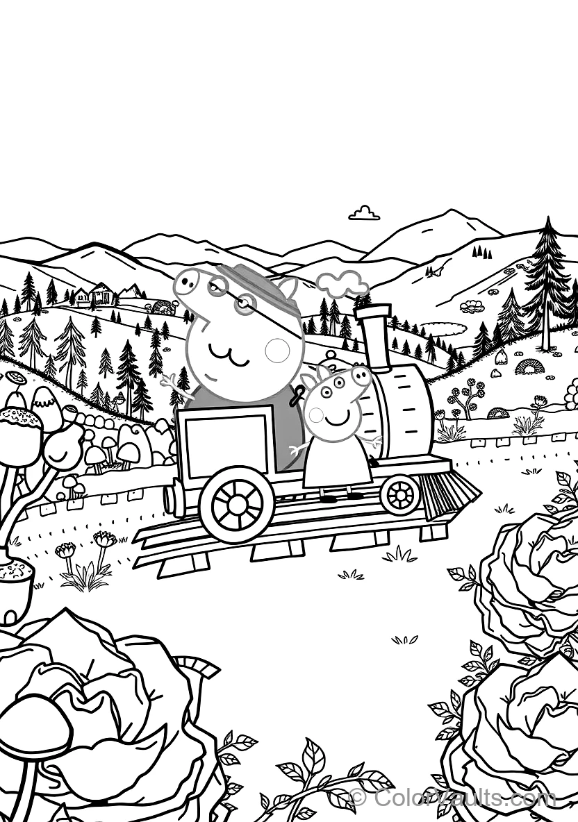 Grandpa Pig Driving His Small Wooden Train Gertrude (Scene 4)