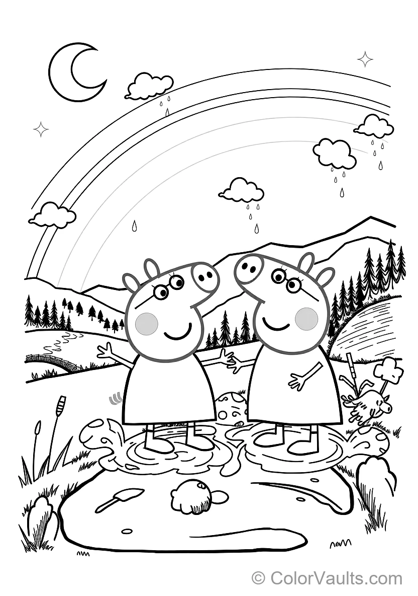Peppa Pig and George Pig in Rain Boots Splashing (Scene 5)