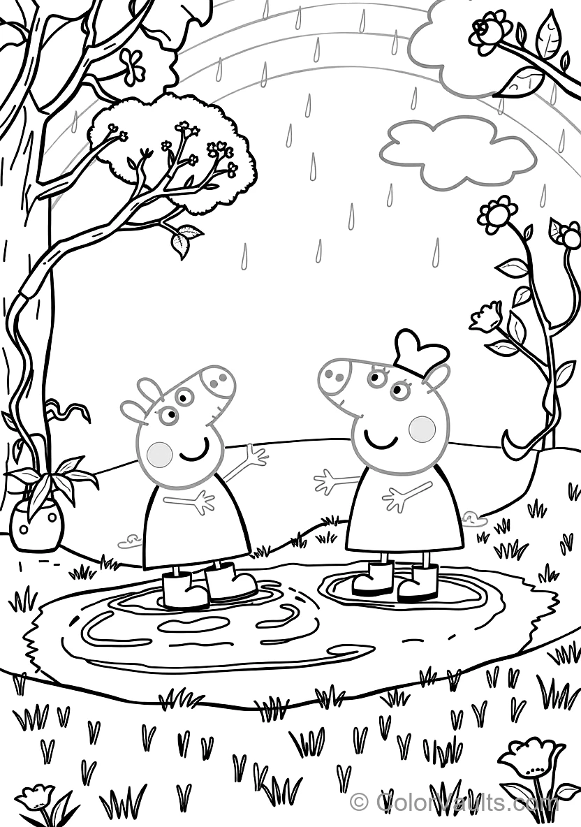 Peppa Pig and George Pig in Rain Boots Splashing (Scene 6)