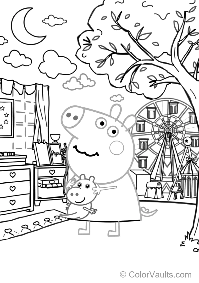 George Pig Happily Holding His Favorite Toy Dinosaur (Scene 5)
