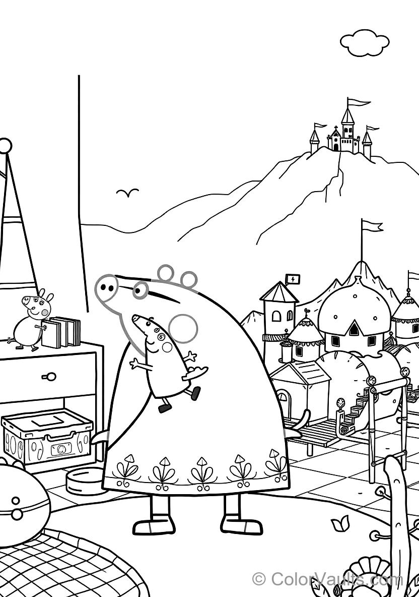 George Pig Happily Holding His Favorite Toy Dinosaur (Scene 6)